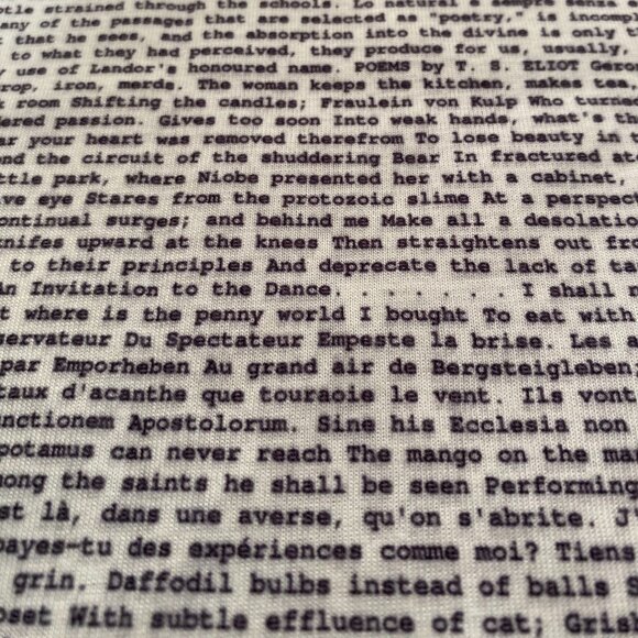 Lithographs Men's Literary & Poetical Works of TS Eliot Printed Words Tee Shirt - Picture 5 of 10